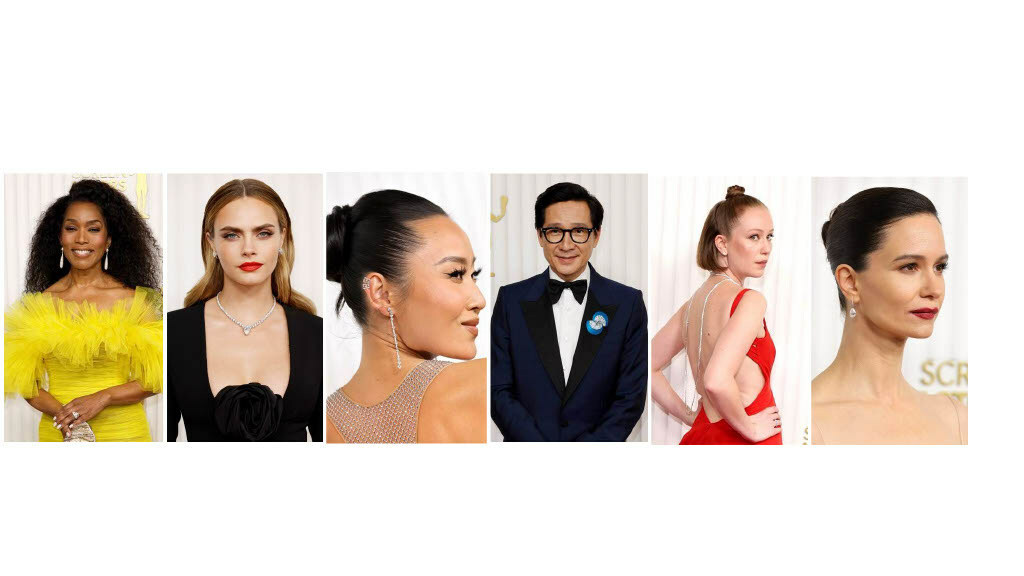 Angela Bassett, Cara Delevingne, Li Jun Li, Ke Huy Quan, Hannah Einbinder and Katherine Waterston - Celebrities wearing De-Beers-at-the-2023-SAG-Awards-Image