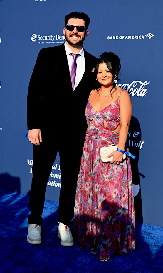 Alex and Kayla Vesia attend The Los Angeles Dodgers Foundation's 2024 Blue Diamond Gala
