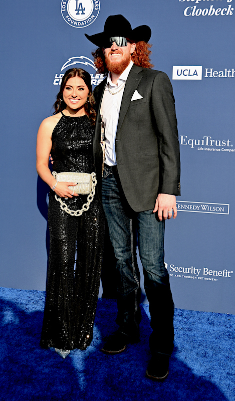 Dustin-and-Amelia-May attend The Los Angeles Dodgers Foundation's 2024 Blue Diamond Gala