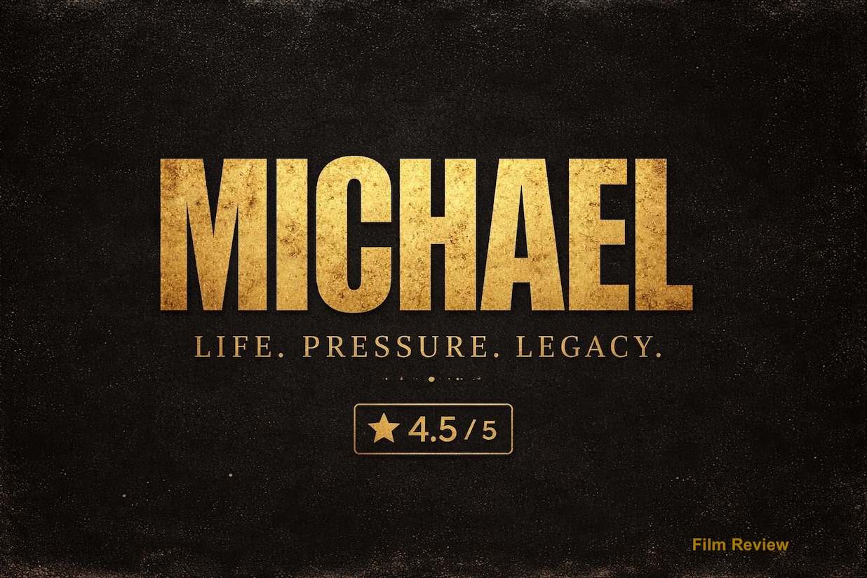 Michael film review graphic -Hollywood Beat magazine graphic